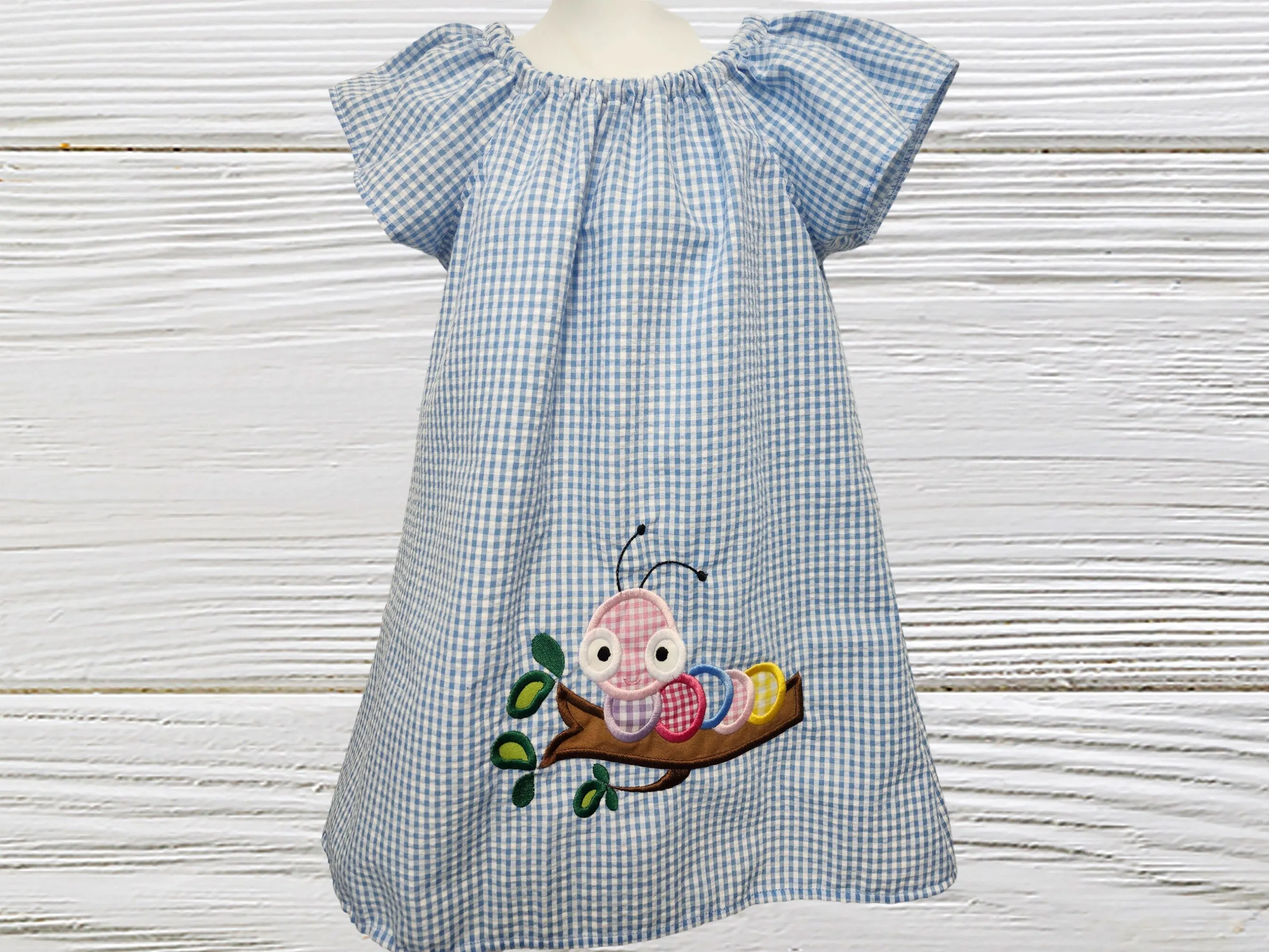 Seersucker dress for girls, personalized dress, Seersucker gingham birthday summer dress