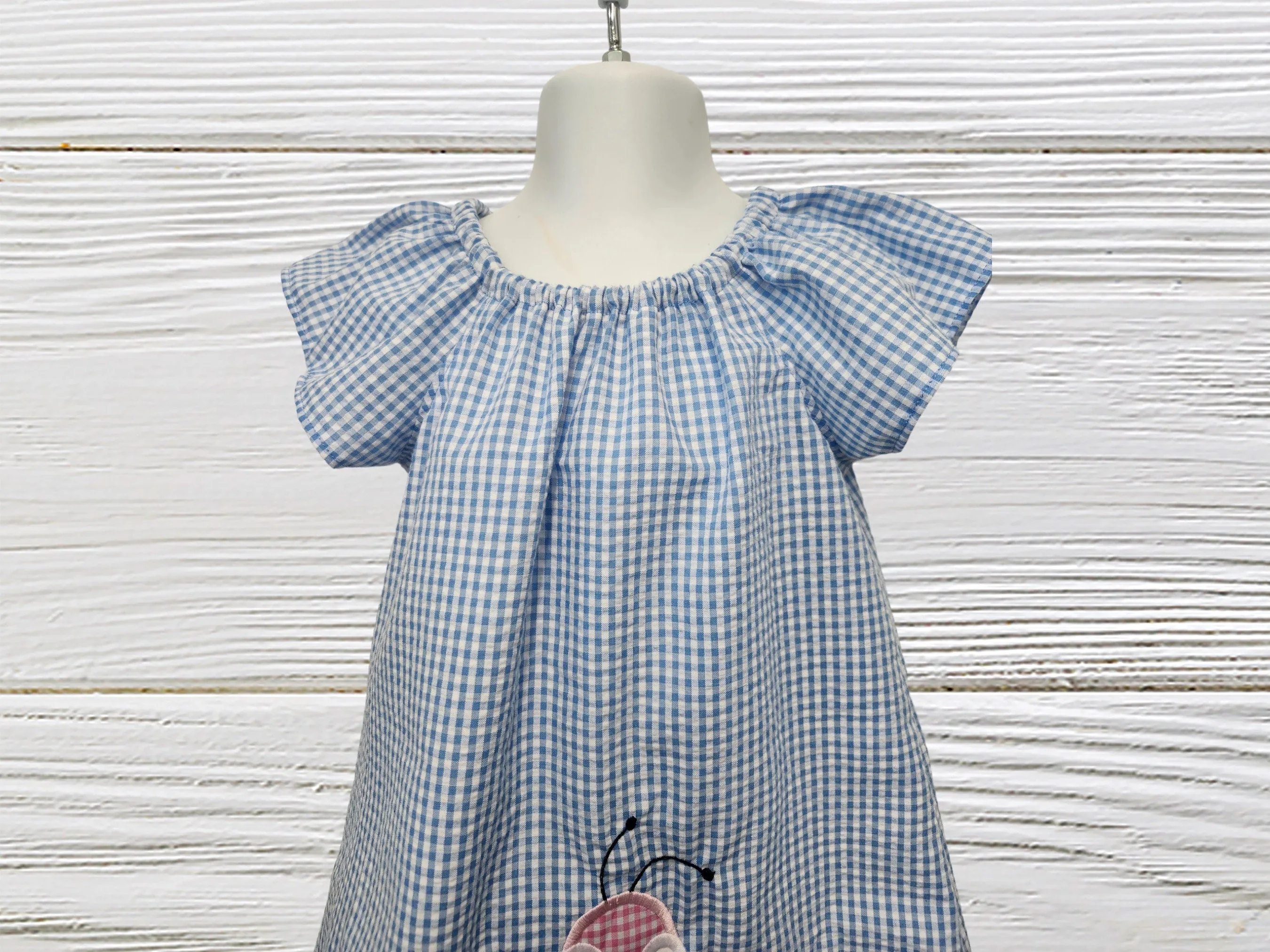 Seersucker dress for girls, personalized dress, Seersucker gingham birthday summer dress