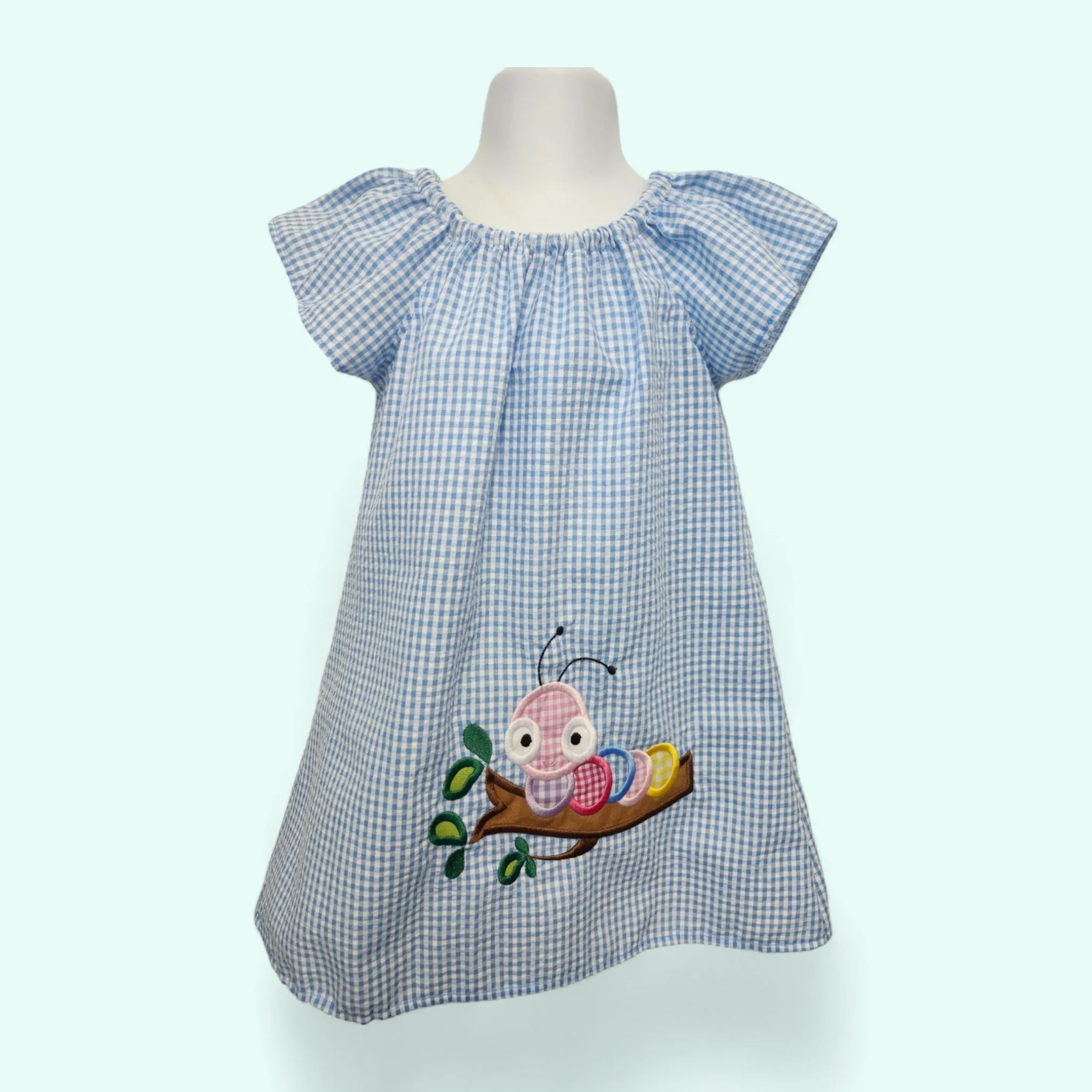 Seersucker dress for girls, personalized dress, Seersucker gingham birthday summer dress