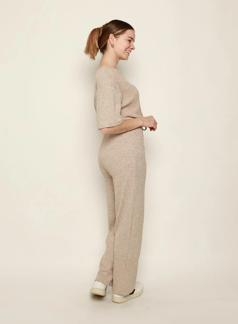 Selina Knit Pant Set-SAND