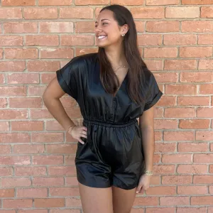 Smocked Leather Romper