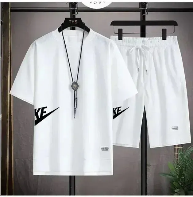 Summer Men's Sets Fashion Korean Tracksuit Men Short Sleeve T Shirts Sport Shorts Suit Men Casual Men Clothing Mens Joggers Sets