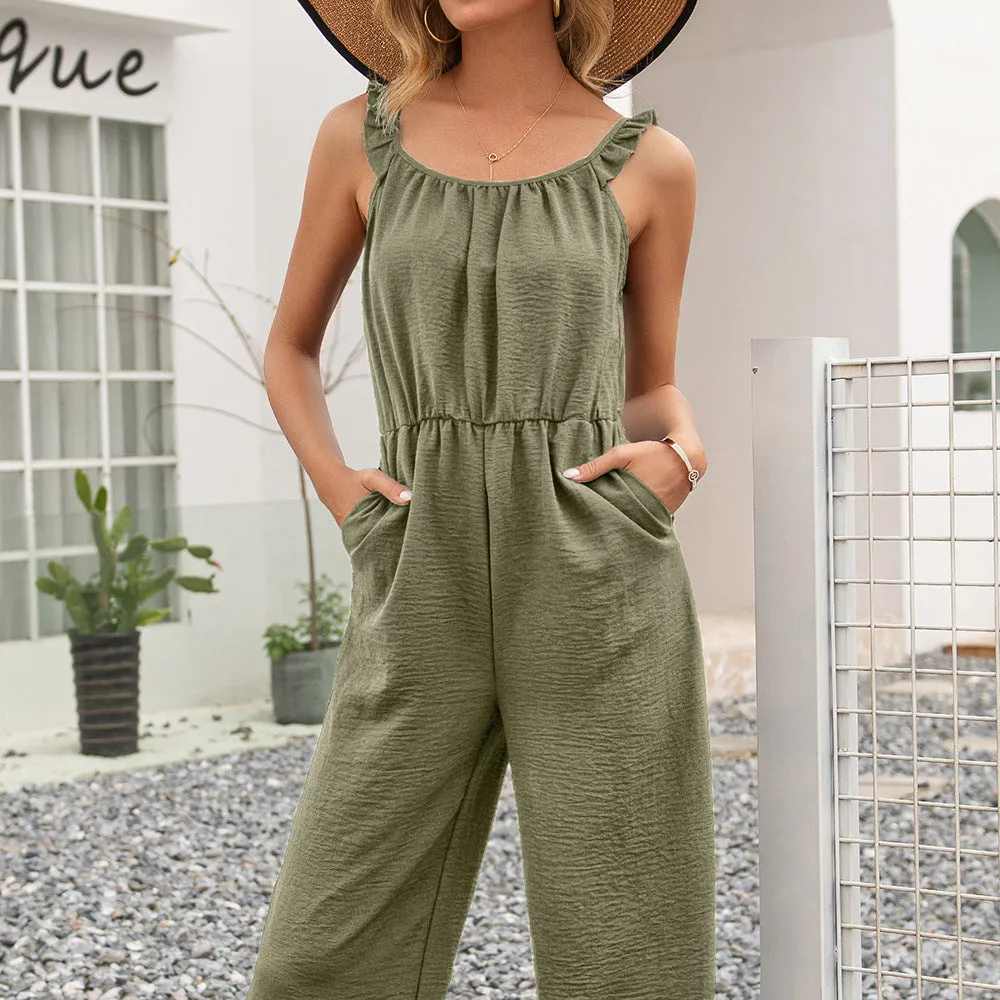 Summer Tank Tops Jumpsuit Women's Casual Waist Tight