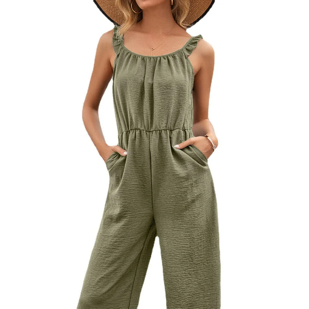 Summer Tank Tops Jumpsuit Women's Casual Waist Tight