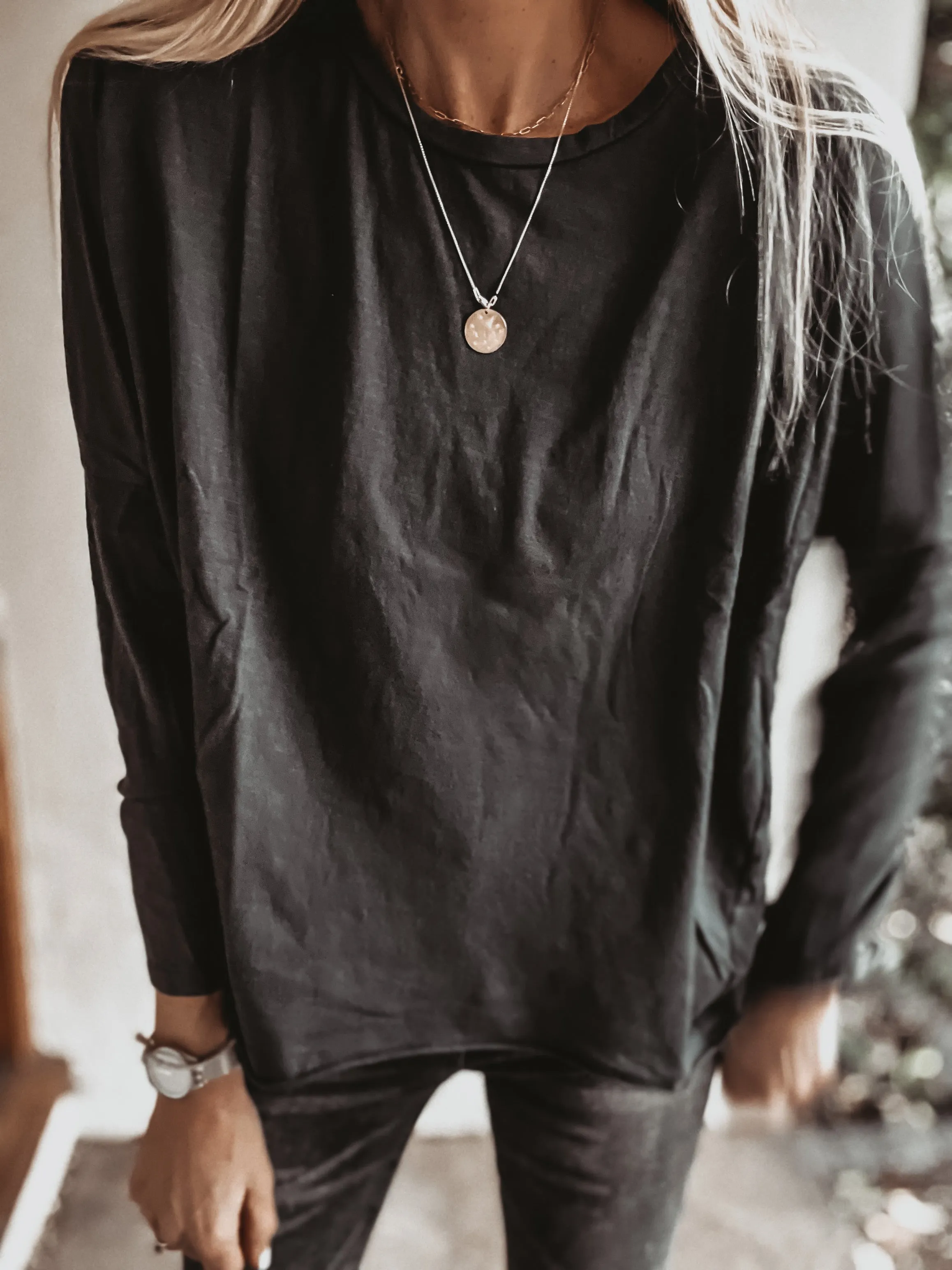 THE PERFECT DARK GREY LONG SLEEVED TEE *new*