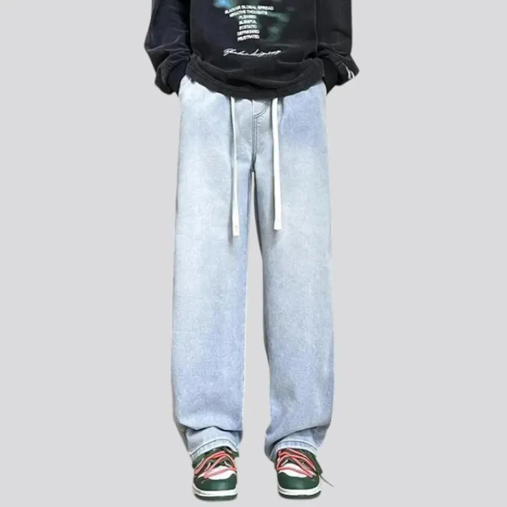 Washed out style slouchy fit men's jean joggers