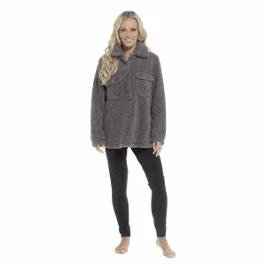 Women's Luxuriously Soft Sherpa Top and Leggings Lounge Set with Double Pockets Long Sleeve Lightweight Pajamas Ideal for Chilly Days by Daisy Dreamer